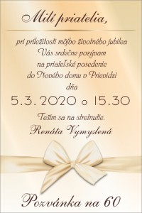 Pozvánka na oslavu s mašľou | vasedarceky.sk