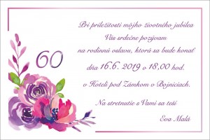 Pozvánka na oslavu s jubileom a ružovou kyticou  | vasedarceky.sk
