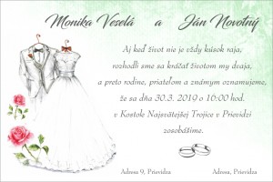 Oznámenie svadobné - zelené s ružou | vasedarceky.sk