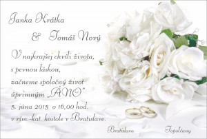 Oznámenie svadobné - biele ruže | vasedarceky.sk