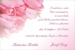 Oznámenie svadobné - ružové tulipány | vasedarceky.sk