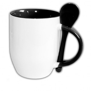 Hrnček s lyžičkou čierny; 3 dl | vasedarceky.sk