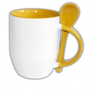 Hrnček s lyžičkou žltý; 3 dl | vasedarceky.sk
