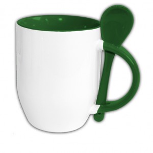 Hrnček s lyžičkou zelený; 3 dl | vasedarceky.sk