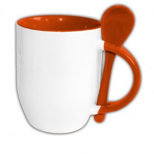 Hrnček s lyžičkou oranžový; 3 dl | vasedarceky.sk