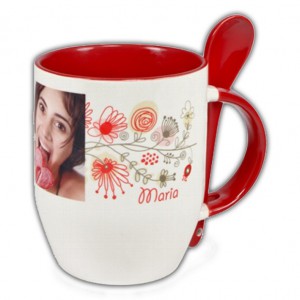 Hrnček s lyžičkou ružový; 3 dl | vasedarceky.sk