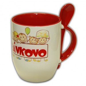 Hrnček s lyžičkou hnedý; 3 dl | vasedarceky.sk