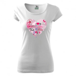 Tričko dámske s ružovým motívom v tvare srdca | vasedarceky.sk